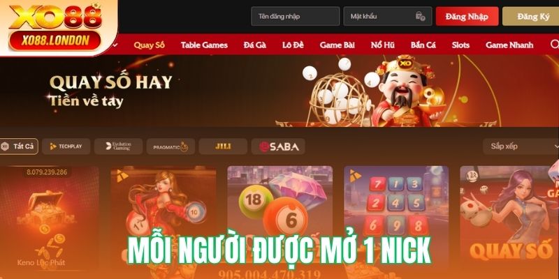 Mỗi người thiết lập 1 tài khoản cá cược