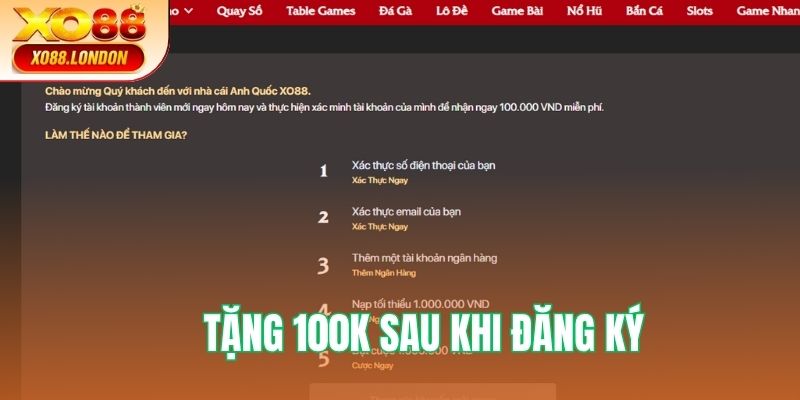 Khuyến mãi XO88 tặng 100k