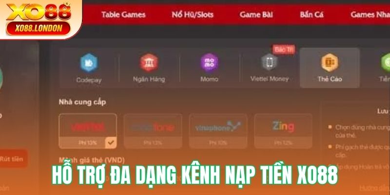 Đem đến trải nghiệm tiện lợi với nhiều phương thức rút tiền XO88