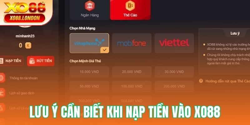 Lưu ý khi thực hiện rút tiền tại XO88